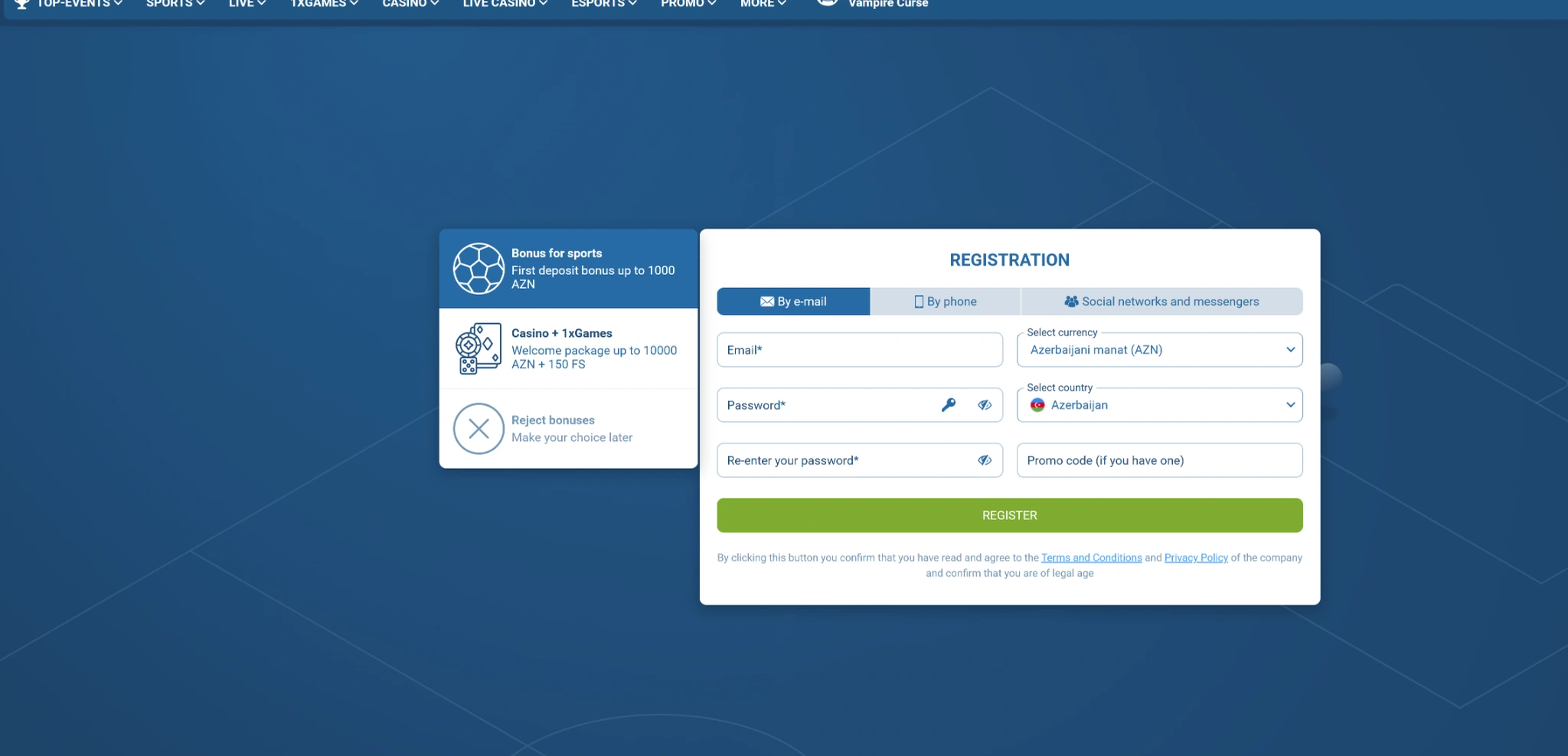 1xBET registration